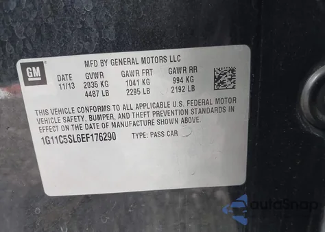 2014 Chevrolet Malibu 1Lt z USA, uszkodzony, nr VIN 1G11C5SL6EF176290